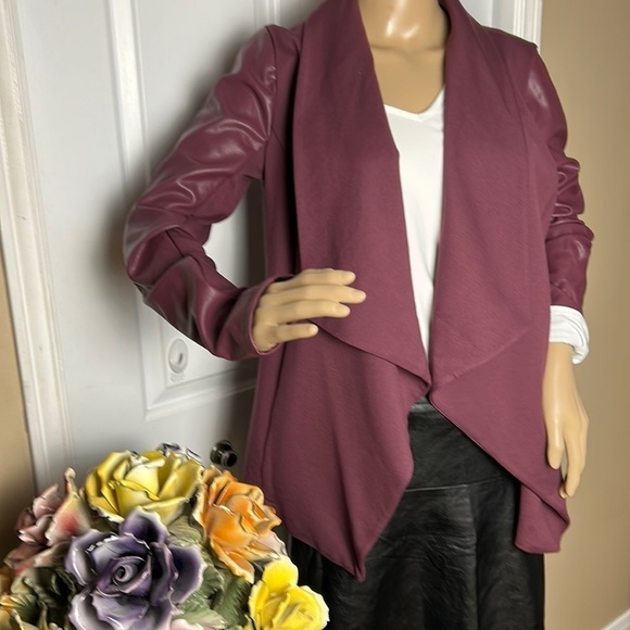 SOFIA VERGARA blazer,women med,front drape media jacket , faux leather sleeves - Picture 6 of 16